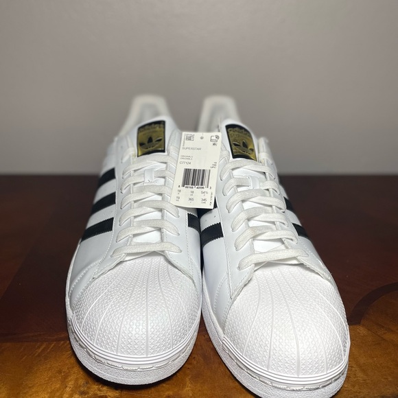 Adidas Men's Superstar Shoes Size 19! White/ Black  Leather Upper Lace up - Picture 3 of 7